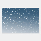 Blue White Bokeh Gold Glitter Confetti Christmas Inpakpapier Vel (Voorkant)