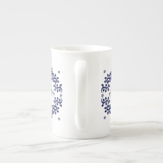 Blue & White Bone China Mok - Elegant (Achterkant)