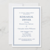 Blue White Border Traditional Rehearsal Dinner Kaart (Voorkant)