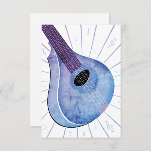 Blue & White Bouzouki Musical Instrument Flat Kaar (Voorkant / Achterkant)