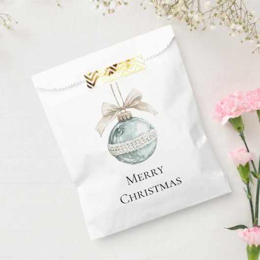 Blue White Bow Christmas Ornament Bedankzakje (Gezegeld)