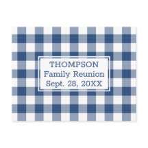 Blue White Buffalo Check Family Reunion Party