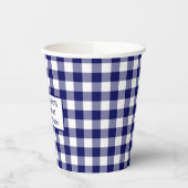 Blue White Buffalo Check Jouw naam Family Picnic Papieren Bekers (Links)