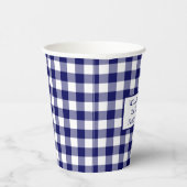 Blue White Buffalo Check Jouw naam Family Picnic Papieren Bekers (Rechts)