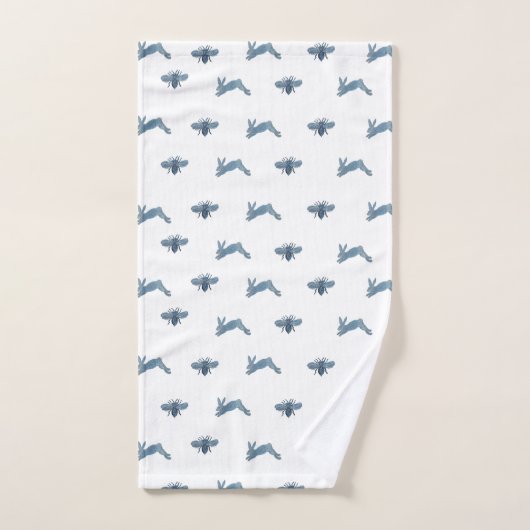 Blue White Bunny Bee Bad Handdoek (Handdoek)