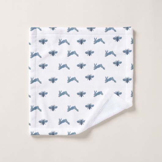 Blue White Bunny Bee Bad Handdoek (Wasdoekje)