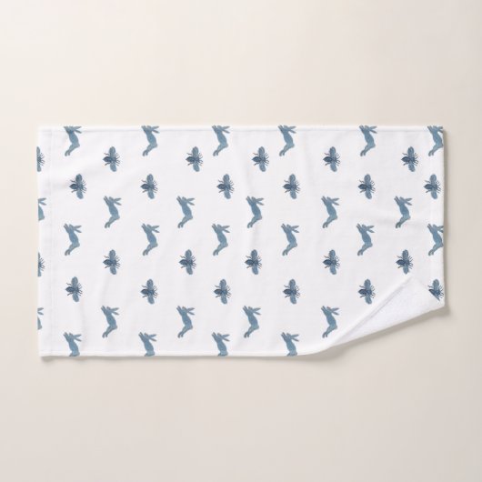 Blue White Bunny Bee Bad Handdoek (Handdoek)