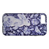 Blue White Bunny Rabbit Birds Floral Chinoiserie Case-Mate iPhone Case (Achterkant (Horizontaal))