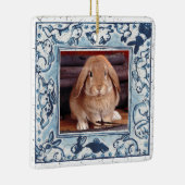 Blue & White Bunny Rabbit Delft Dedham Pet Foto Keramisch Ornament (Rechts)