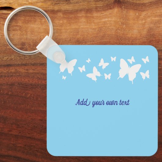 Blue & White Butterfly Keyring Wedding favour Sleutelhanger (Voorkant)