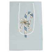 Blue White Candy Canes Bows Christmas Medium Cadeauzakje (Achterkant)