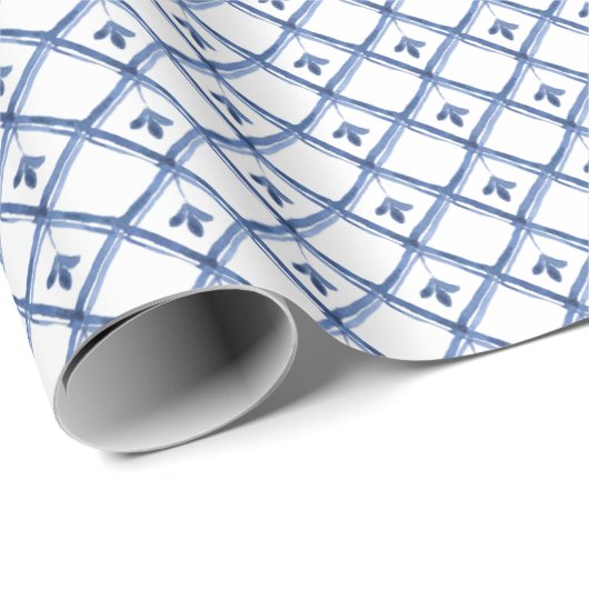 Blue White Ceramic look Diamond Pattern-cadeau Cadeaupapier (Rol Hoek)