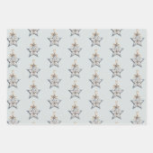 Blue White Champagne Gold Ornaments Christmas Inpakpapier Vel (Voorkant 3)