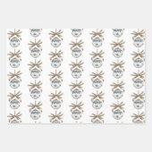 Blue White Champagne Gold Ornaments Christmas Inpakpapier Vel (Voorkant 2)