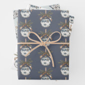 Blue White Champagne Gold Ornaments Christmas Inpakpapier Vel (In situ)