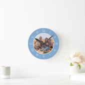 Blue White Charming Roman Numbers Aangepaste foto Ronde Klok (Huis)