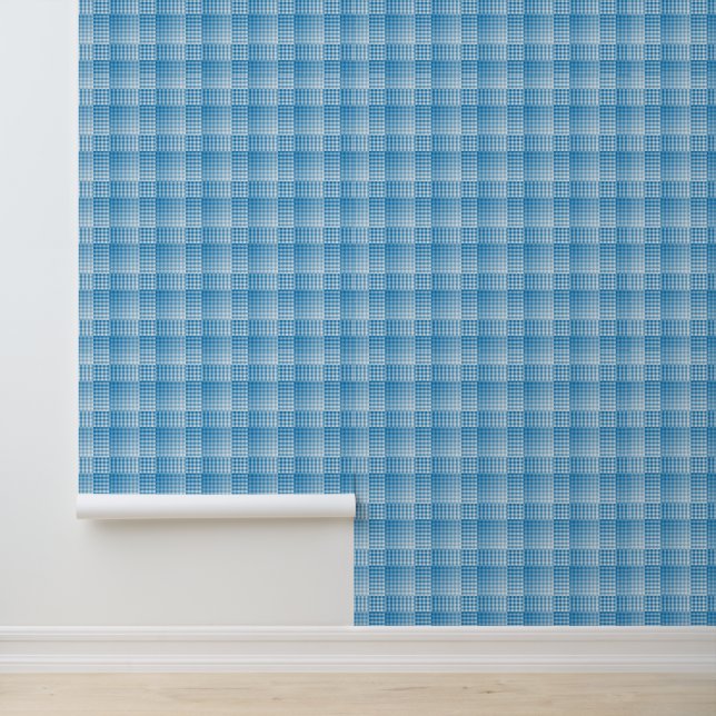 Blue White Checker Abstract Pattern Behang (Applicatie)