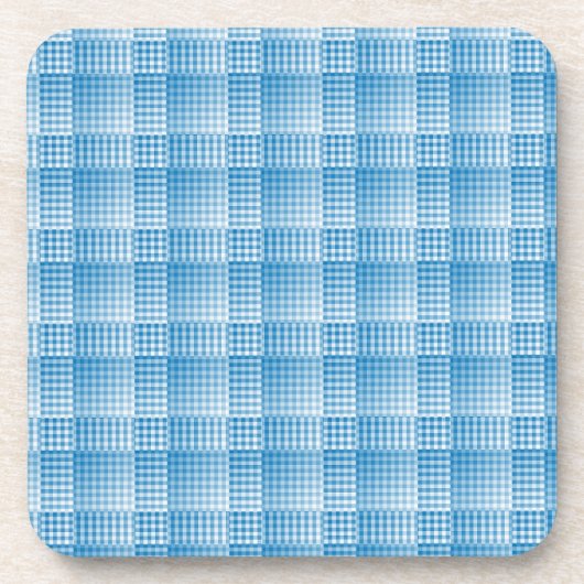 Blue White Checker Abstract Pattern Bier Onderzetter (Voorkant)