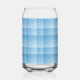 Blue White Checker Abstract Pattern Blikvorm Glas