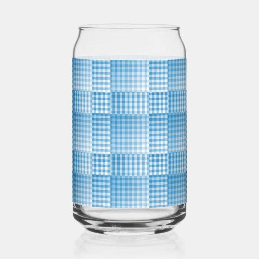 Blue White Checker Abstract Pattern Blikvorm Glas (Rechts)