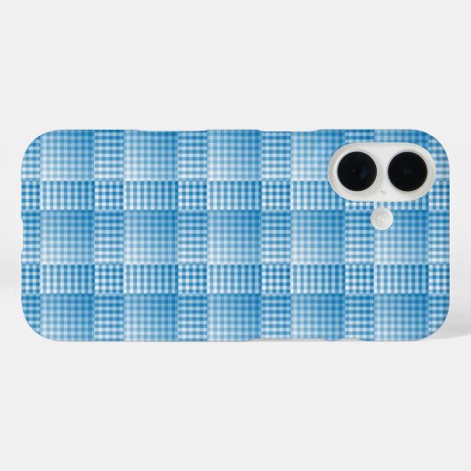 Blue White Checker Abstract Pattern Case-Mate iPhone Case (Achterkant (horizontaal))
