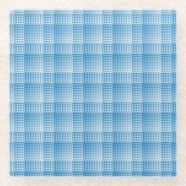 Blue White Checker Abstract Pattern Glazen Onderzetter