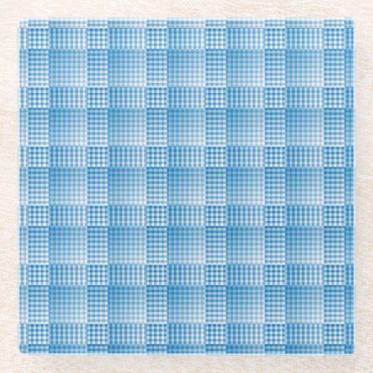 Blue White Checker Abstract Pattern Glazen Onderzetter (Voorkant)