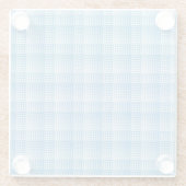 Blue White Checker Abstract Pattern Glazen Onderzetter (Achterkant)