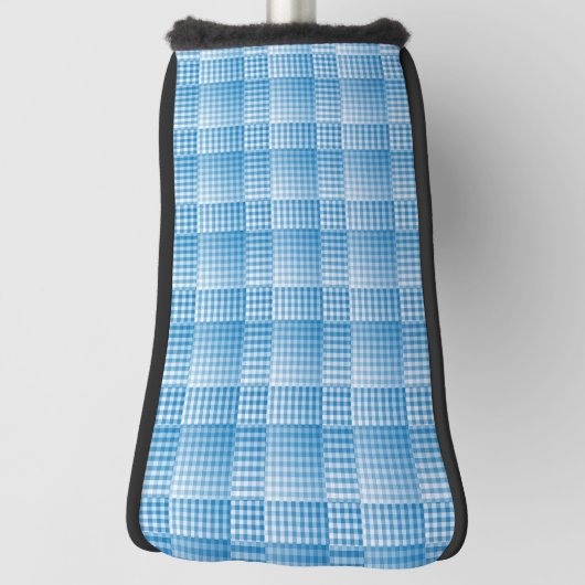 Blue White Checker Abstract Pattern Golfheadcover (Draai 90)