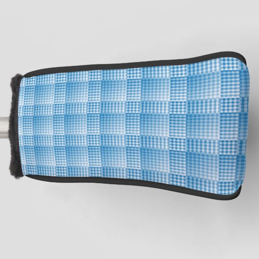 Blue White Checker Abstract Pattern Golfheadcover (Voorkant)