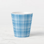 Blue White Checker Abstract Pattern Latte Mok (Voorkant)