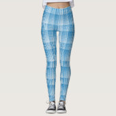 Blue White Checker Abstract Pattern Leggings (Voorkant)