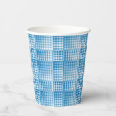 Blue White Checker Abstract Pattern Papieren Bekers (Achterkant)