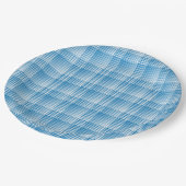 Blue White Checker Abstract Pattern Papieren Bordje (Gekanteld)