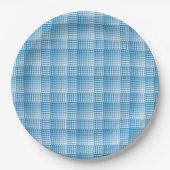 Blue White Checker Abstract Pattern Papieren Bordje (Voorkant)