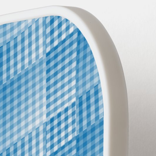 Blue White Checker Abstract Pattern Pickleball Paddle (Links Detail)