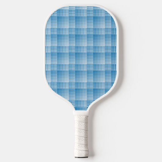 Blue White Checker Abstract Pattern Pickleball Paddle (Voorkant)