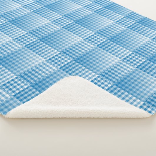 Blue White Checker Abstract Pattern Sherpa Deken (3/4)