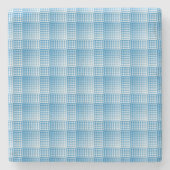 Blue White Checker Abstract Pattern Stenen Onderzetter (Voorkant)