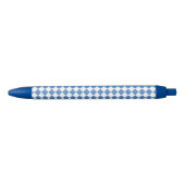 Blue White Checker Diamond Pattern Blauwe Inkt Pen (Voorkant)