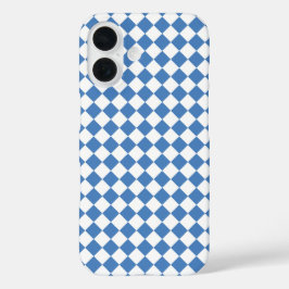 Blue White Checker Diamond Pattern iPhone 16 Hoesje