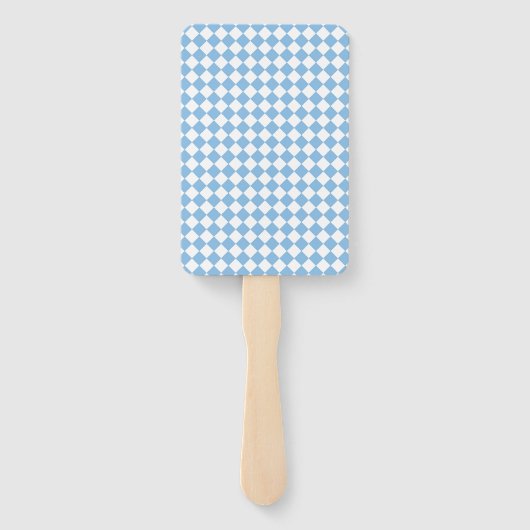 Blue White Checker Diamond Pattern Handwaaier (Achterkant)