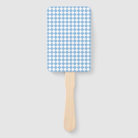 Blue White Checker Diamond Pattern Handwaaier (Voorkant)