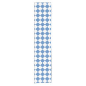 Blue White Checker Diamond Pattern Korte Tafelloper (Voorkant)