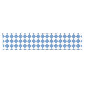 Blue White Checker Diamond Pattern Korte Tafelloper (Horizontaal)