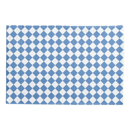 Blue White Checker Diamond Pattern Kussensloop (Achterkant)