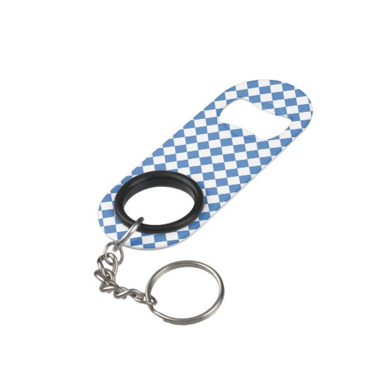 Blue White Checker Diamond Pattern Mini Flessenopener (Achterkant Gekanteld)