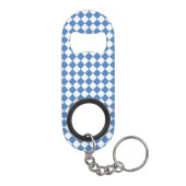 Blue White Checker Diamond Pattern Mini Flessenopener (Achterkant)