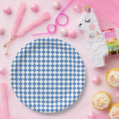 Blue White Checker Diamond Pattern Papieren Bordje (Feest)