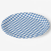 Blue White Checker Diamond Pattern Papieren Bordje (Gekanteld)